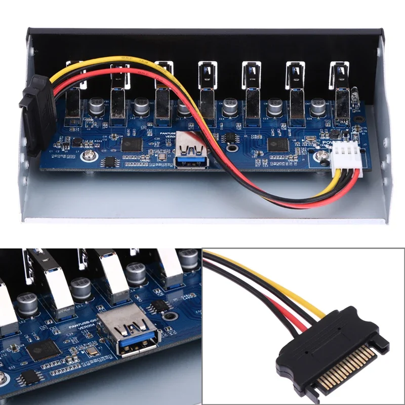 USB 3.0 7 Ports Hub 5Gbs 5.25