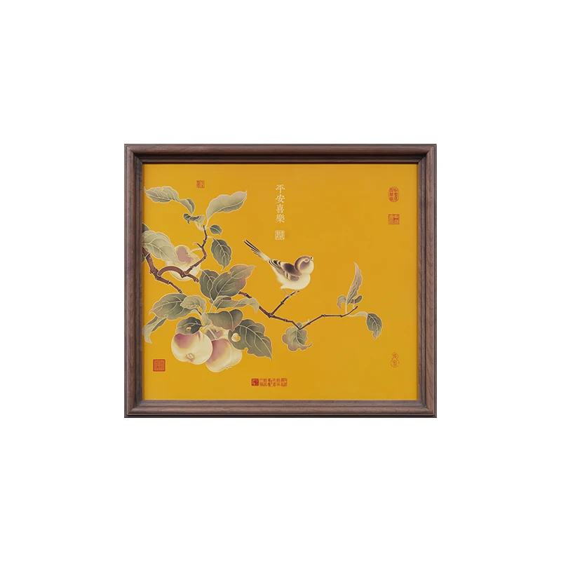 

Guge Yuanzuo Apple Tree Flower Joy Painting Hand-made High-Temperature Coloring Vintage Chinese Auspicious Original Wall Art