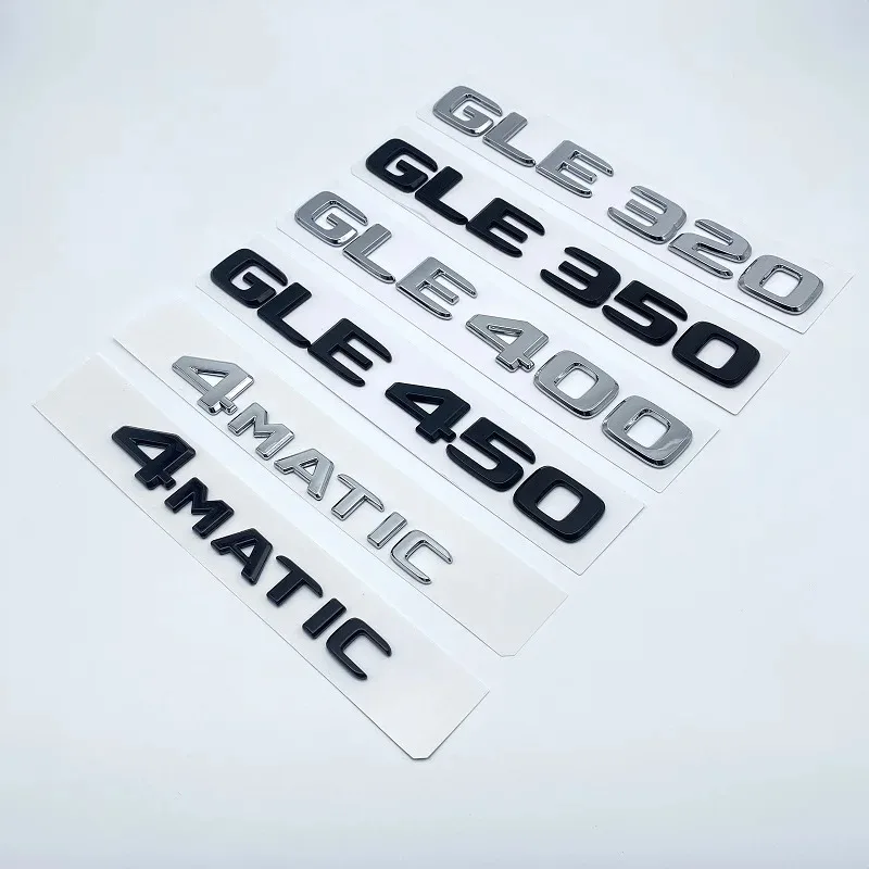 Letters Emblem Badge for Mercedes Benz GLE250d GLE300d GLE350d GLE400 GLE450 4Matic Car Styling Trunk Nameplate Sticker