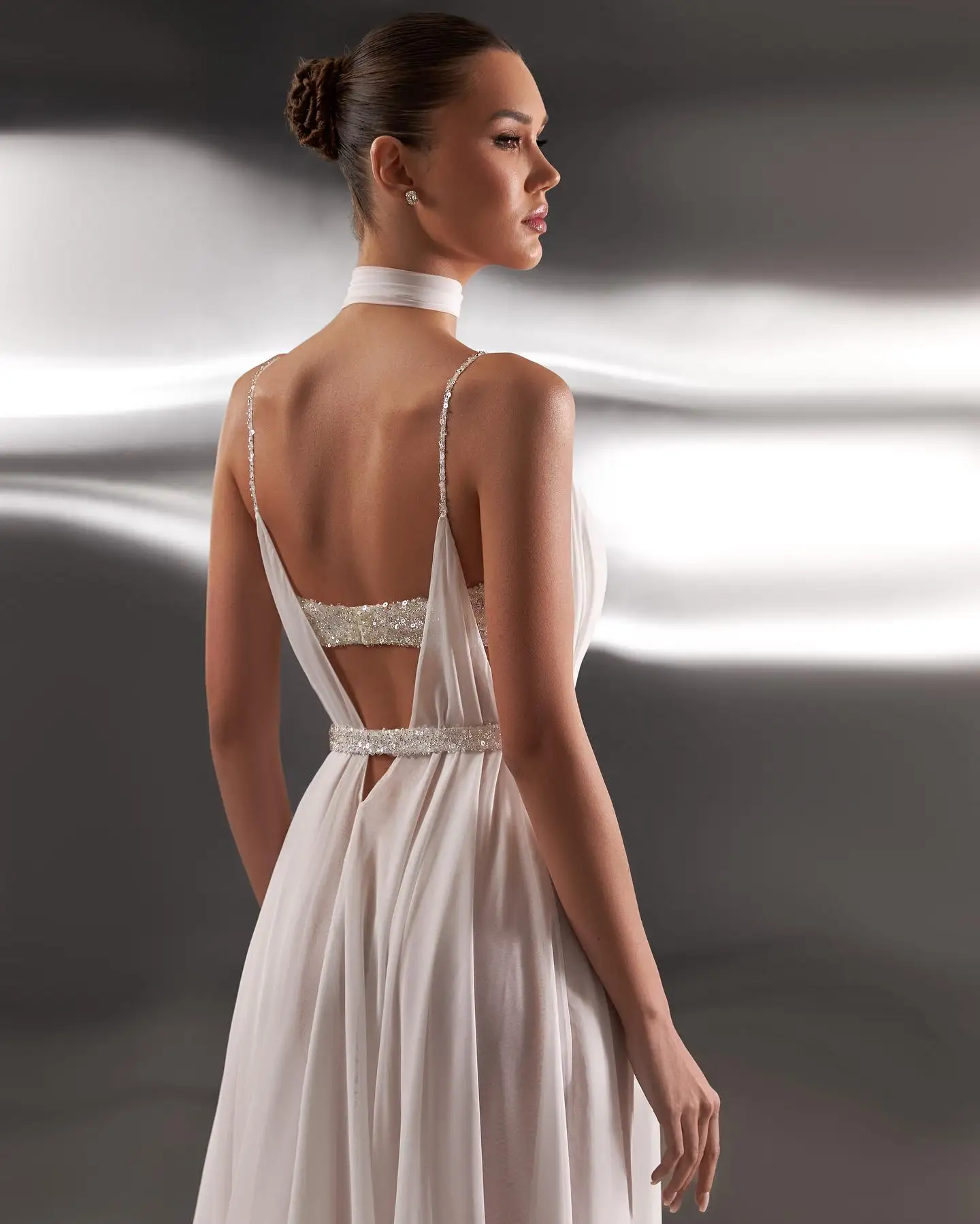 عميق الخامس الرقبة الشيفون الزفاف الرأس ، أكثر من حجم معطف الزفاف أزياء بسيطة ، مساء الزي دون حزام DJ517 #5