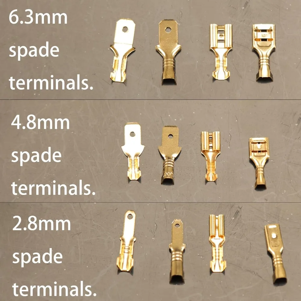 480pcs Male and Female Spade Connectors Kit with Insulating Sleeve 2.8mm 4.8mm 6.3mm Crimp Terminals Electrical Wire Connector