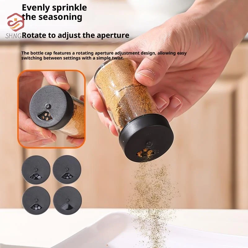 1 Set Spices And Seasonings Kit With Rack 6-Jar Revolving Spice Rack Countertop Seasoning Organizer Spice Pots Storage Containe