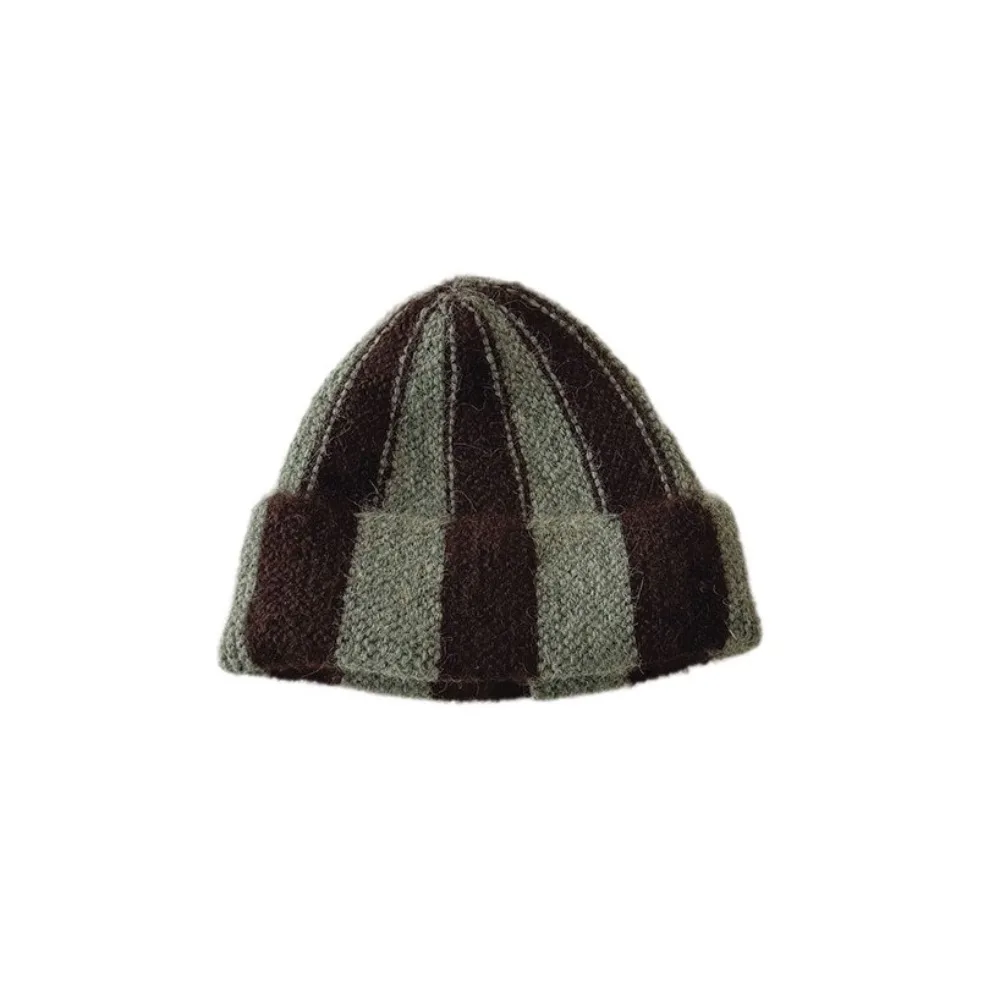 Lovely Patchwork Striped Beanie Hat Color Blocked Soft Knitted Cap Watermelon Hat Thermal Children Warm Hat Outdoor