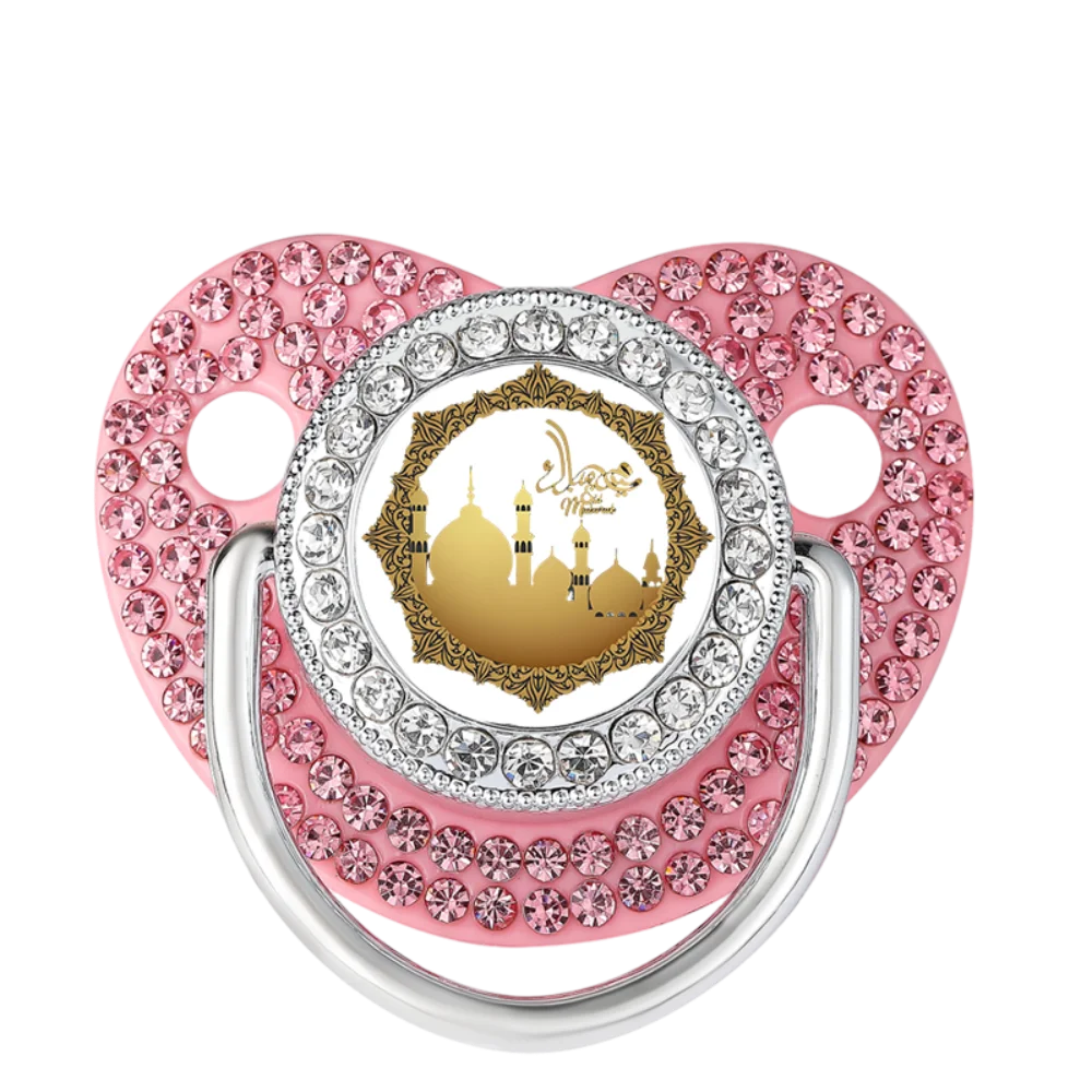 

Luxury Muslim Print Rhinestone Pacifier Soft Silicone Baby Soother for Newborn