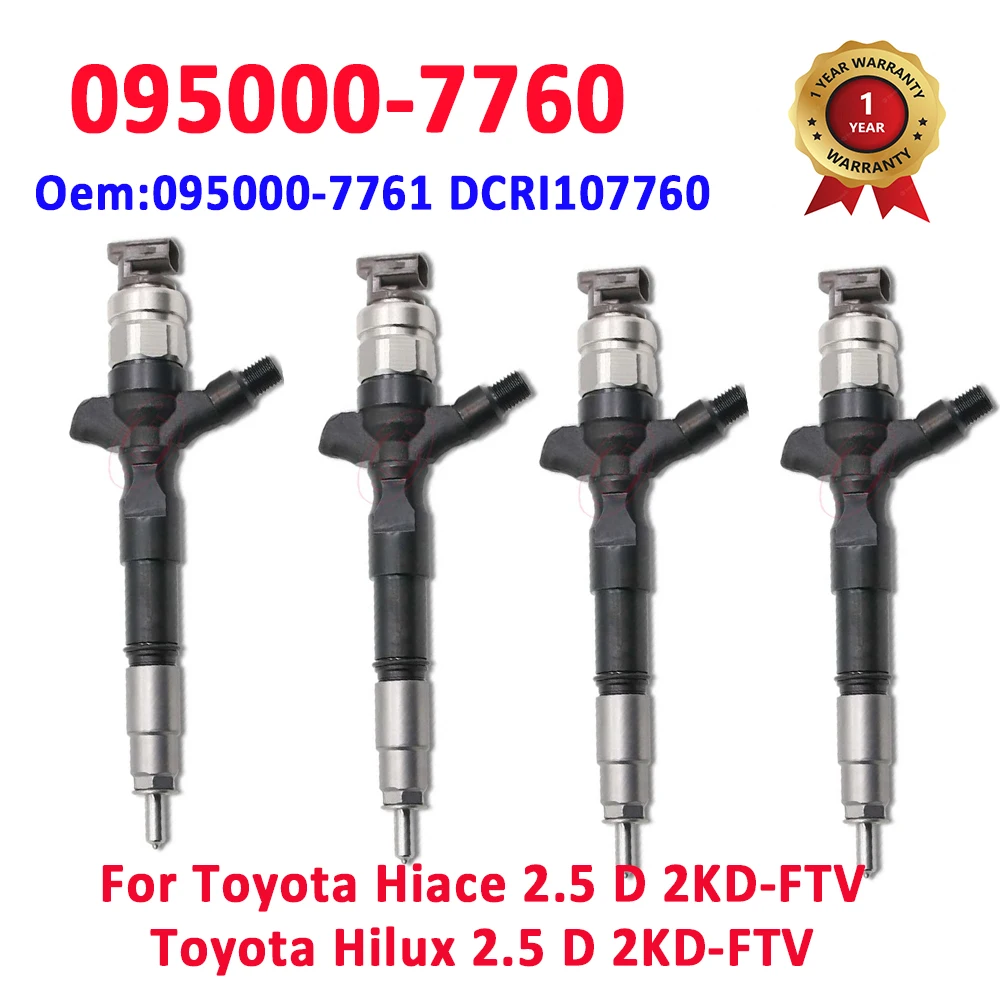 4 PCS ORLTL 095000-7760 Diesel Fuel Injector 0950007760 Common Rail Injection 095000-7761 DCRI107760 For Toyota Hiace/Hilux 2.5