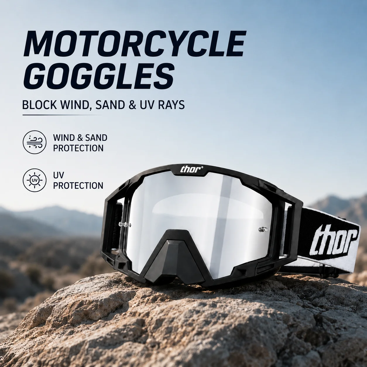 Lunettes de motocross ATV pour hommes, lunettes de soleil coupe-vent pour moto tout-terrain, lunettes de course MX avec masque pour le cyclisme et les activités de plein air