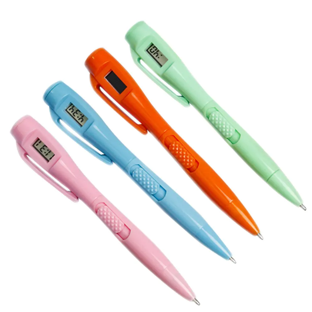 

4Pcs Portable Clock Gel Pen Student Exam Pen Multi-Function Date Time Adjustment Smooth Writing Comfortable Hold School Office