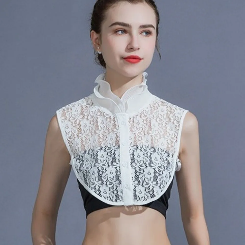 Elegant Detachable Fake Collar Hollow Flower White Black Lace Lapel Half Shirt Victorian Collar Easy To Match
