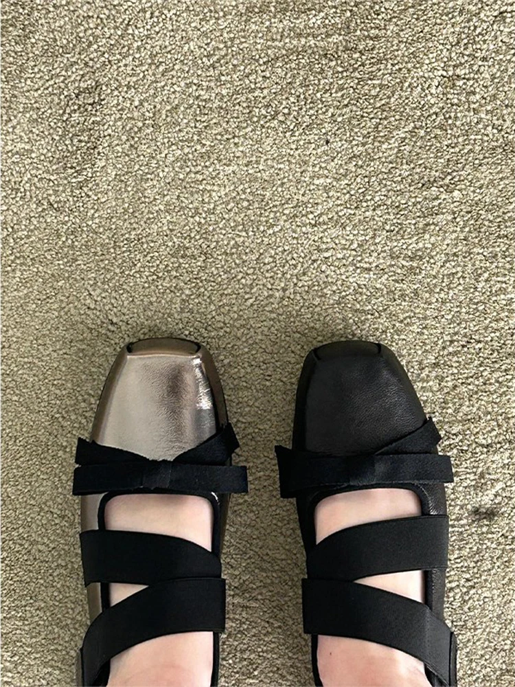 

Балетки Мэри Джейн из натуральной кожи, серебряные вечерние ветровые нежные женские модные туфли на плоской подошве для повседневной носки