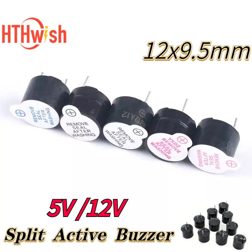 10pcs/20pcs 5V 12V Active Buzzer Split Kit  Long Continous Beep Tone Alarm Ringer 12x9.5mm Mini Piezo Buzzers Fit For Arduino