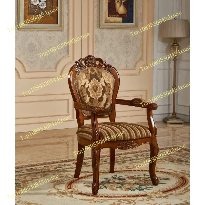 Popular Luxury Antique Nordic Wooden Carved Back Wood Dinning Chair for Dining Table on Sale