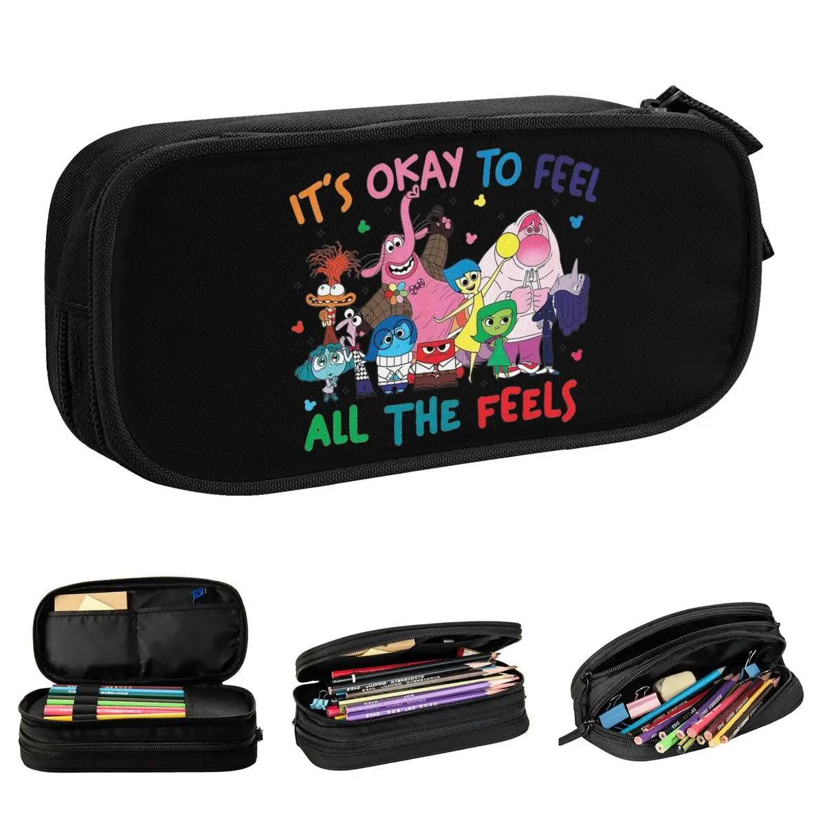 Today I Feel All The Feels Inside Out 2 Pencil Case Pen Holder Bag for Student Big Capacity School Supplies Zipper Pencil Box