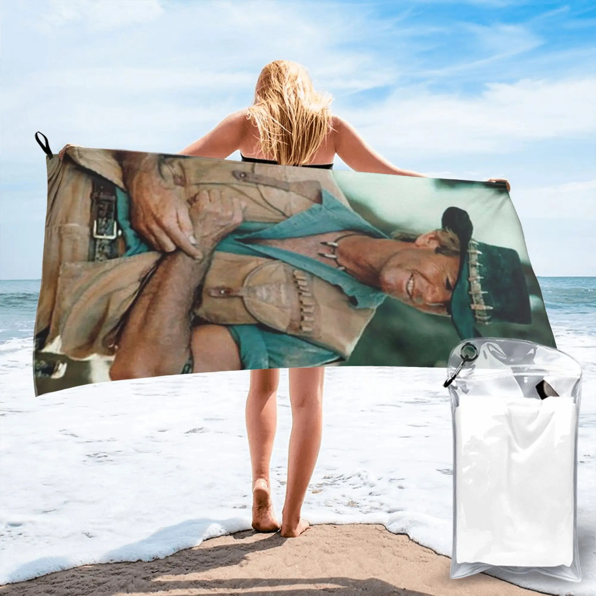 

Paul Hogan crocodile Dundee Beach Towel Soft Microfiber Quick Dry Absorbent Quick Towels For Swimming