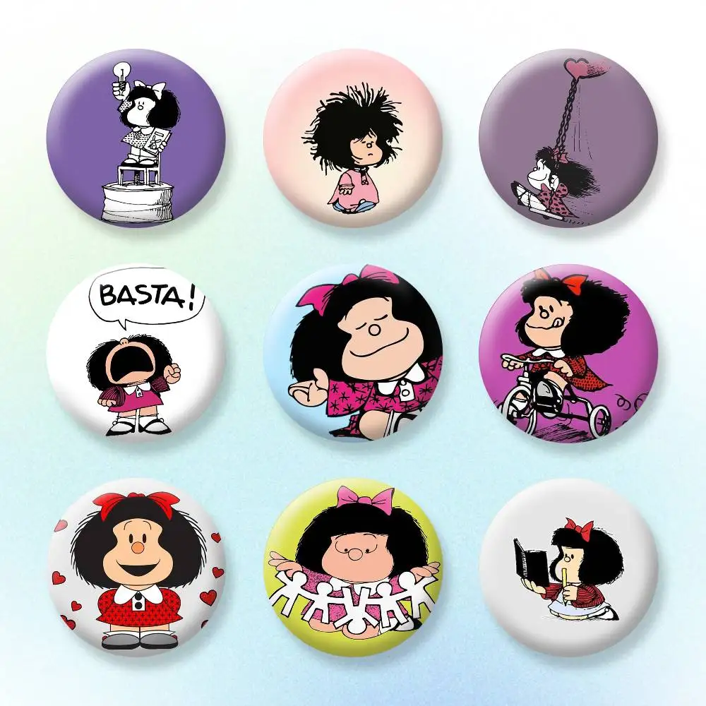 

Funny M-Mafalda Badges Creative Tinplate Button PinsBrooch Badge Clothes Backpack