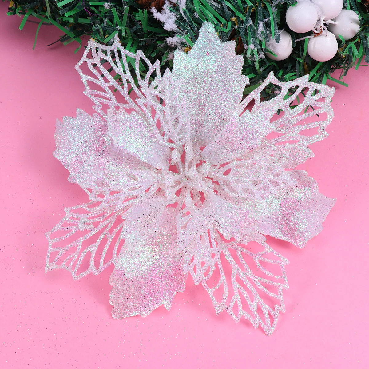 12 Pcs Wedding Decorations Christmas Tree Ornaments Poinsettia Artificial Flower Flowers Floral Picks Wreath Xmas Holiday Red