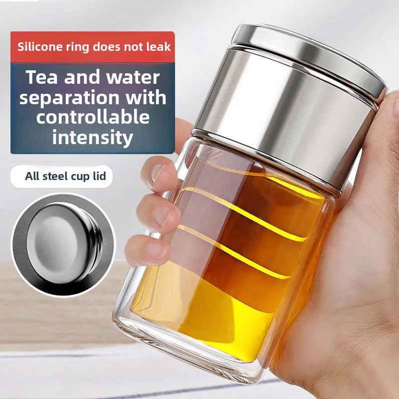 جديد زجاجة ماء الشاي عالية البورسليكات الزجاج طبقة مزدوجة الشاي كوب ماء Infuser بهلوان درينكوير زجاجة ماء مع فلتر الشاي