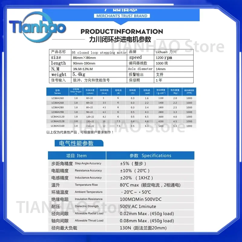 for 86 closed-loop stepper motor and driver 12 N·m high-speed 86-190 mm closed-loop stepper motor driver