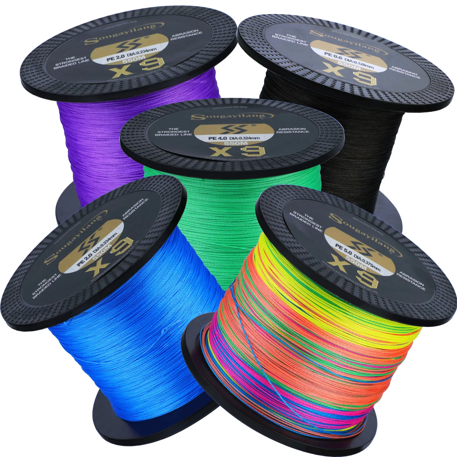 Sougayilang X9 Geflochtene Angelschnur 550M 350M 150M 17-97LB Multifilament Angelschnur 0,128-0,405mm Super Starke PE Linie Pesca – Detail 4