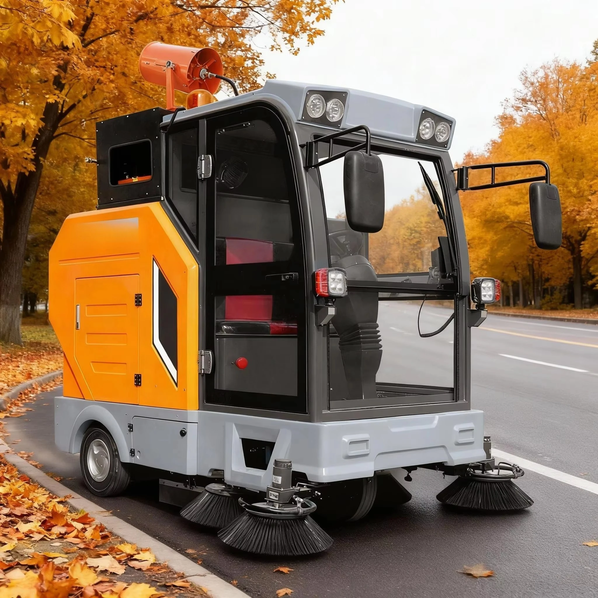 Minnuo MN-E800LD New Electric 48V Self-unloading Leaf Collection Road Sweeper Battery-powered Driving Road Sweeping Vehicle