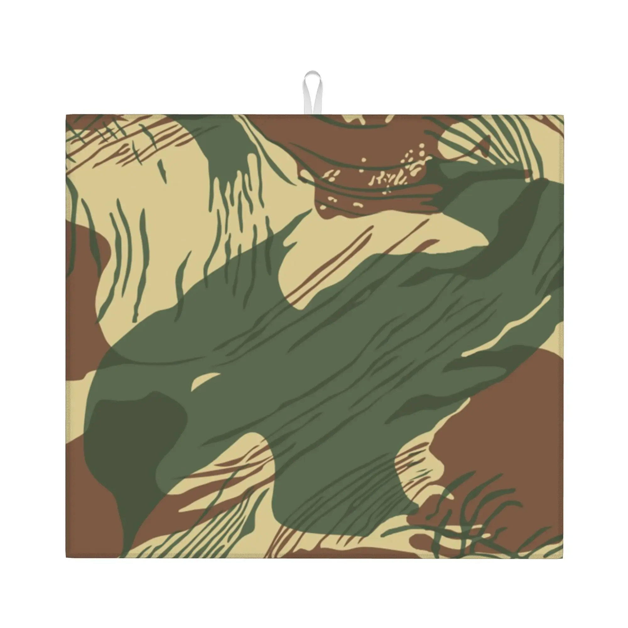 Rhodesian War Camouflage Drying Mat For Kitchen Waterproof Non‑Slip Oil Proof Reusable Camo Bathroom Countertop Protector Mat