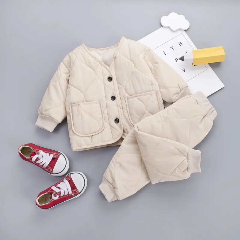 New Winter Children Keep Warm Clothes autumn Kids Boys Girls Thicken Cotton Jacket Pants 2Pcs/sets Baby Infant Casual Tracksuits