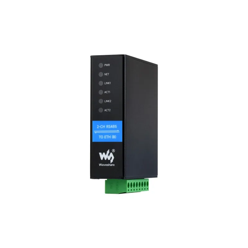 Din Rail 2CH ports RS485 to RJ45 Ethernet Serial Server modbus gateway PoE optional Dual Channels Operation Dual Ethernet