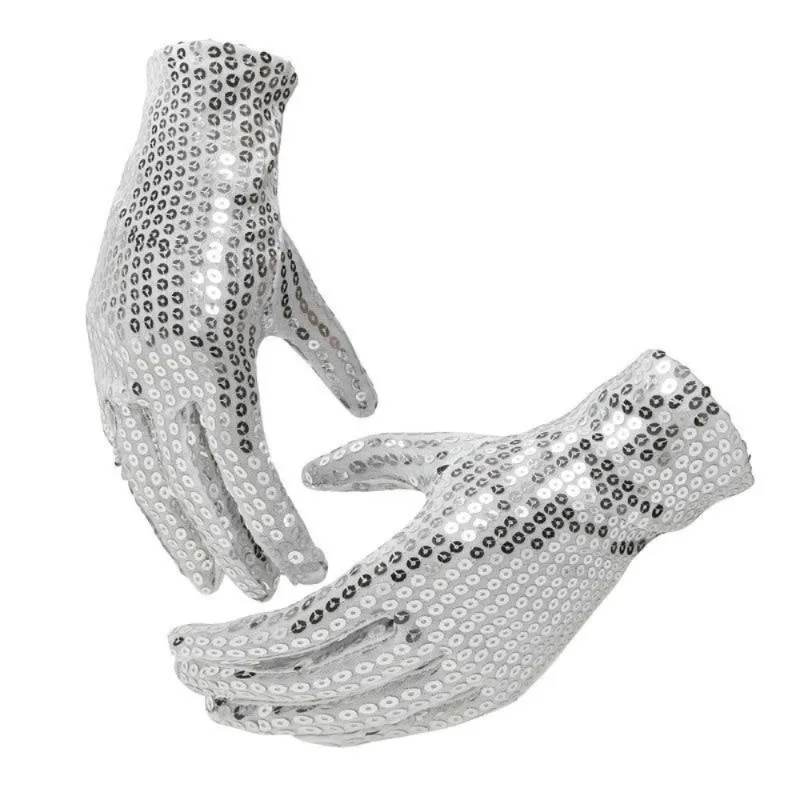 1Pair Shining Sequined Gloves Evening Party Costume Gloves Stretch Mittens Dancer Singer Stage Show Accessories