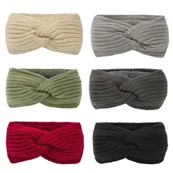 Knitted yarn inner layer velvet twisted elastic autumn and winter warm headband