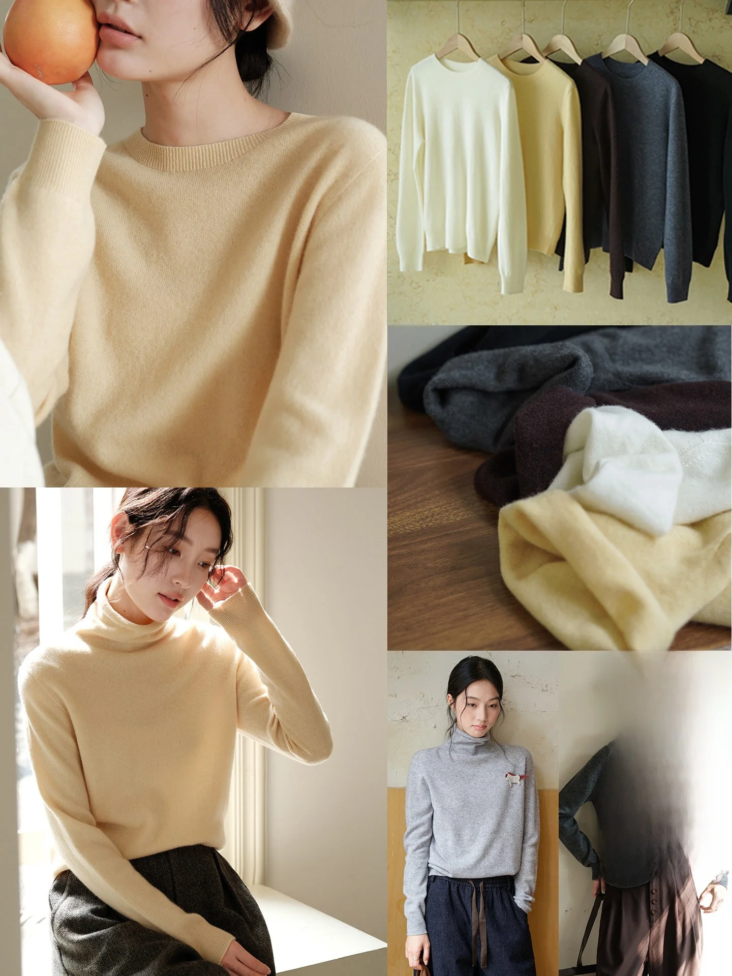 

Soft Woolen Camere Base irt Women's Autumn Winter Knitted Sweater Warm High Collar Regular Fit Fine Yarn Pure Color