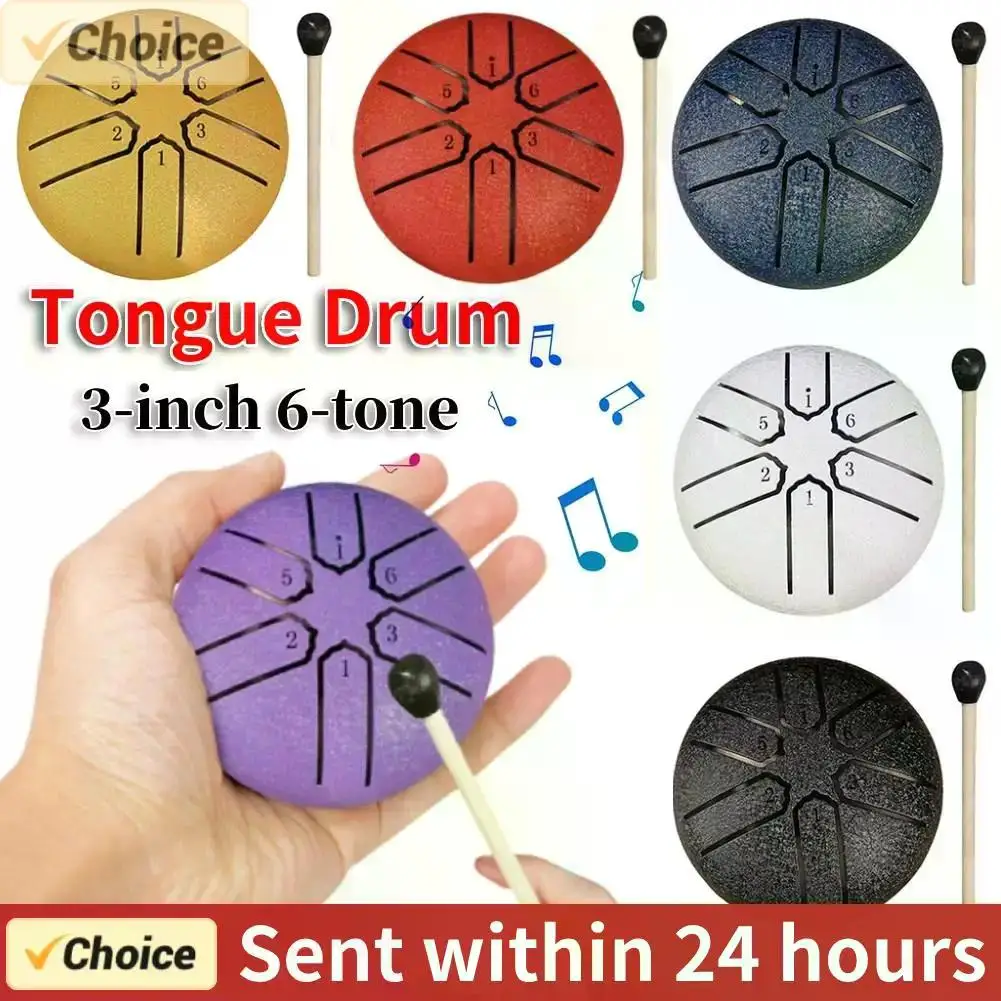 Miwayer Mini Steel Tongue Drum 3 Inch 6 Notes Hollow Drum Music Drum Ethereal Drum Yoga Meditation Drum Percussion Instruments