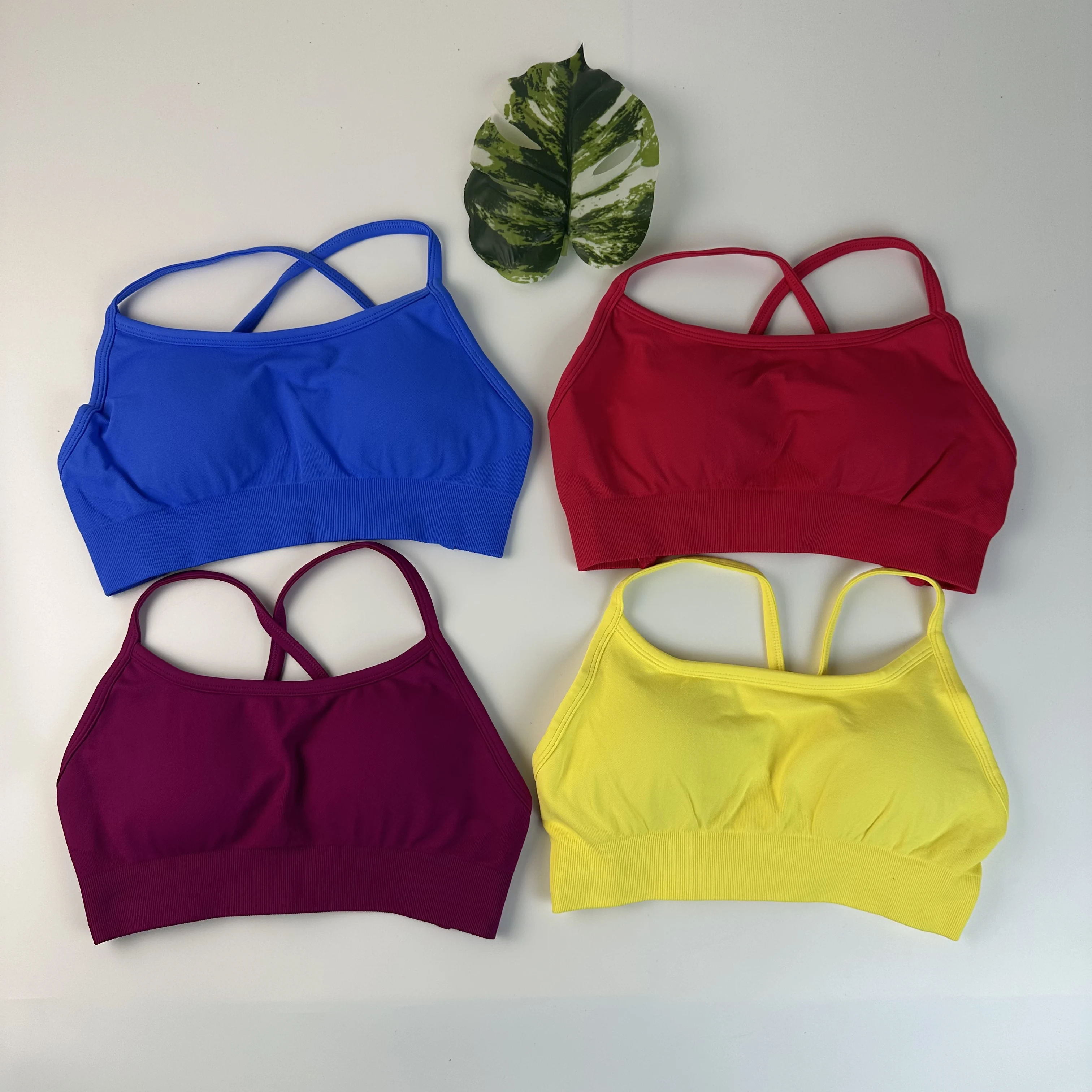 Backless Sports Bra Women Seamless Impact Yoga Top Bra Padded Gym Crop Top Stretchy Breathable Fitness Sports Top