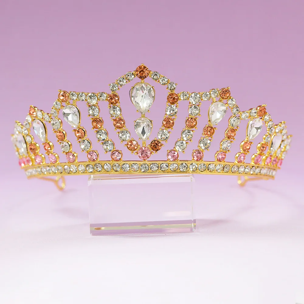 Crystal Tiara for Women Shiny Contrast Color Queen Crowns Rhinestone Headbands Bridal Hair Accessories