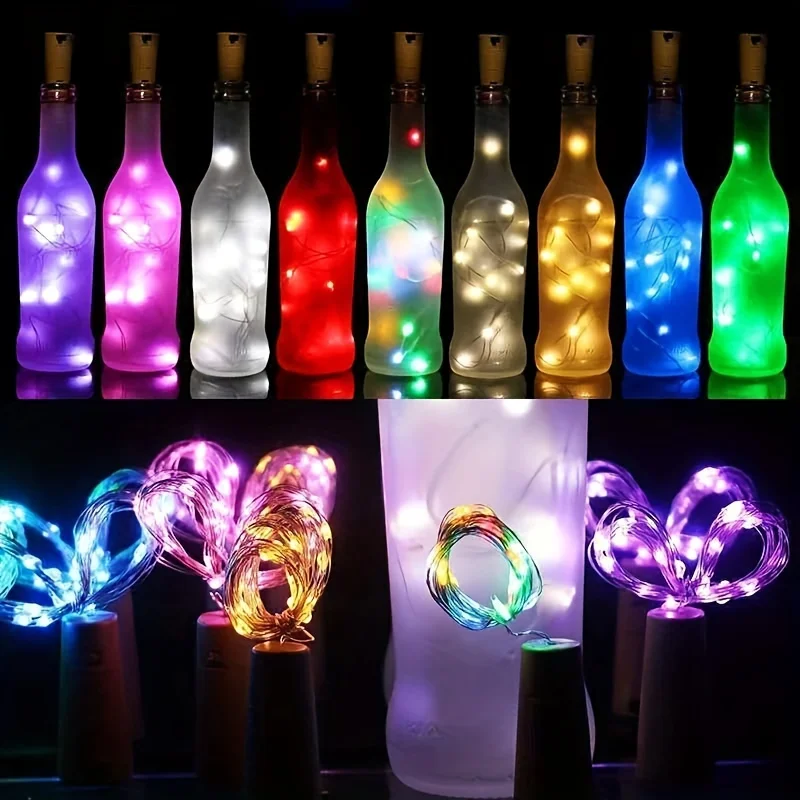 

5pcs Wine Bottle String Light Includes Battery LED Copper Wire Fairy Lights DIY Cork Light For Birthday Wedding Xmas Decor Light