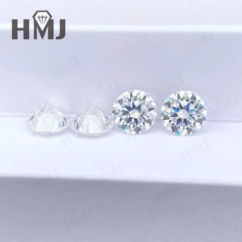 HMJ 0,1-13 Karat Moissanit-Stein, runde Form, Farbe D, Reinheit VVS1, Brillantschliff, Diamanttester-geprüft, mit GRA-Zertifikat, Perlen – Detail 26