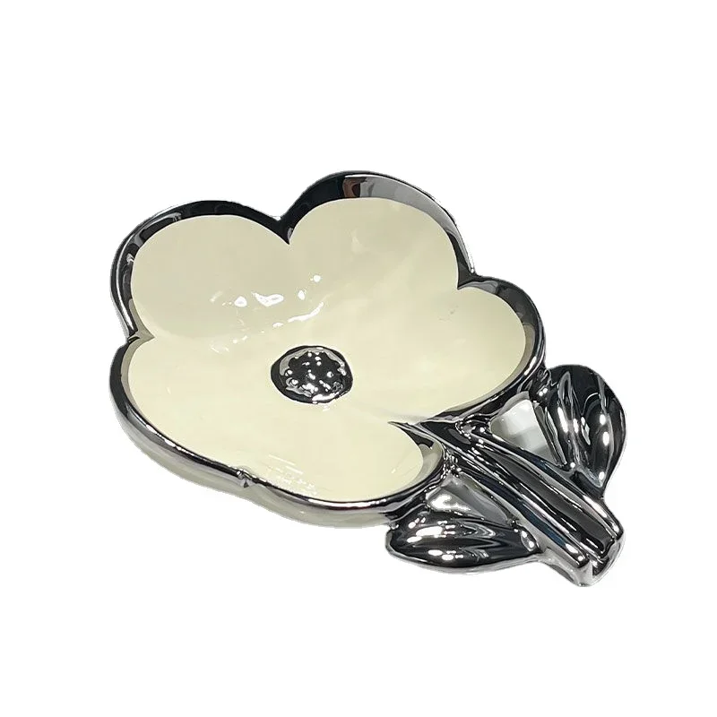 Creative Flower Soap Box Ceramic Soap Rack Punch-free Creative Cute Drain Shelf Household High Appearance Level Storage Dish New