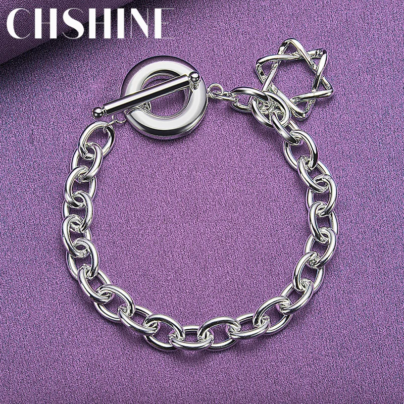 

CHSHINE 925 Sterling Silver Star OT Chain Bracelet For Women Wedding Party Fashion Jewelry Free Shipping