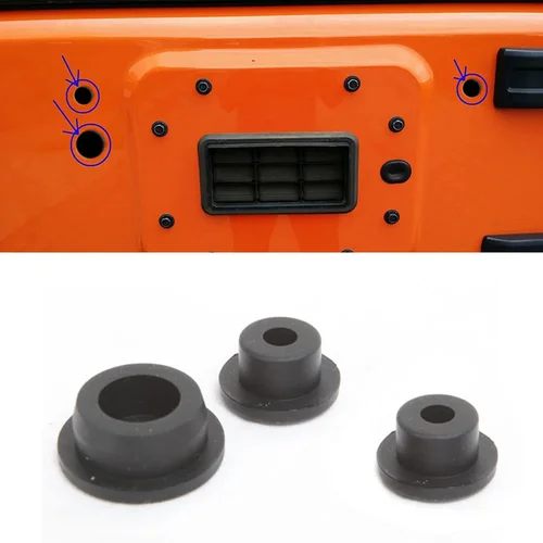 Juego de tapones para puerta trasera, portador de neumáticos de repuesto, tapones de repuesto de goma para eliminar accesorios de coche para Jeep Wrangler JK 2007-2017