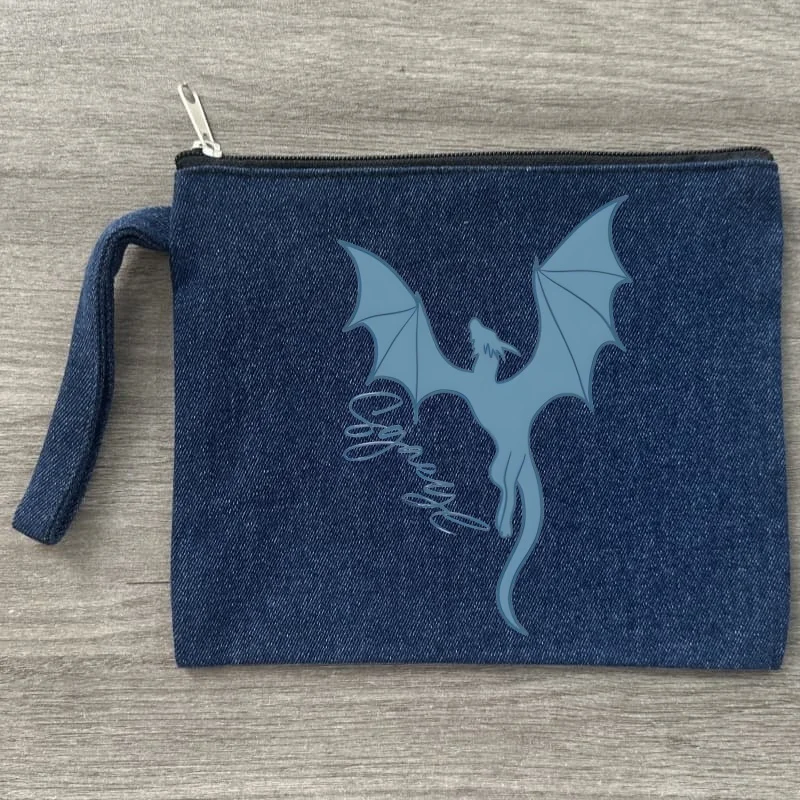 

Fourth Wing Basgiath War Dragon Canvas Storage Pouch Multi Functional Denim Cosmetic Bag Zipper Pencil Case Students DIY Bags