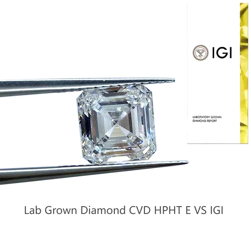 3.44ct 4.05ct 4.54ct CVD HPHT Loose Lab Grown Diamond Square Emerald Cut E Color VS Clarity Loose Diamond IGI Certificate