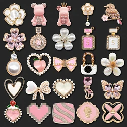 1pcs Pink Bow Butterfly Designer Metal Shoe Charms Bag Luxury Decorations Pins for Women Girls Gifts Flower Shoe Accessories