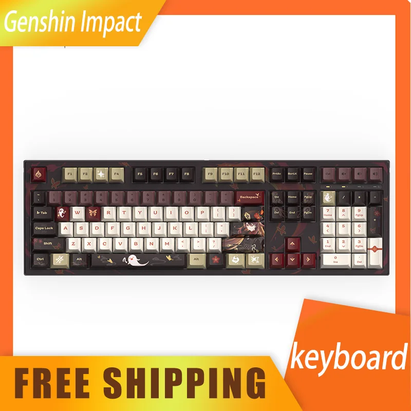 

Genshin Impact Hutao Keyboard Wired 108/87key Pbt Customization Rgb Hotswapp Gaming Mechanical Keyboard For Pc Gamer Gifts