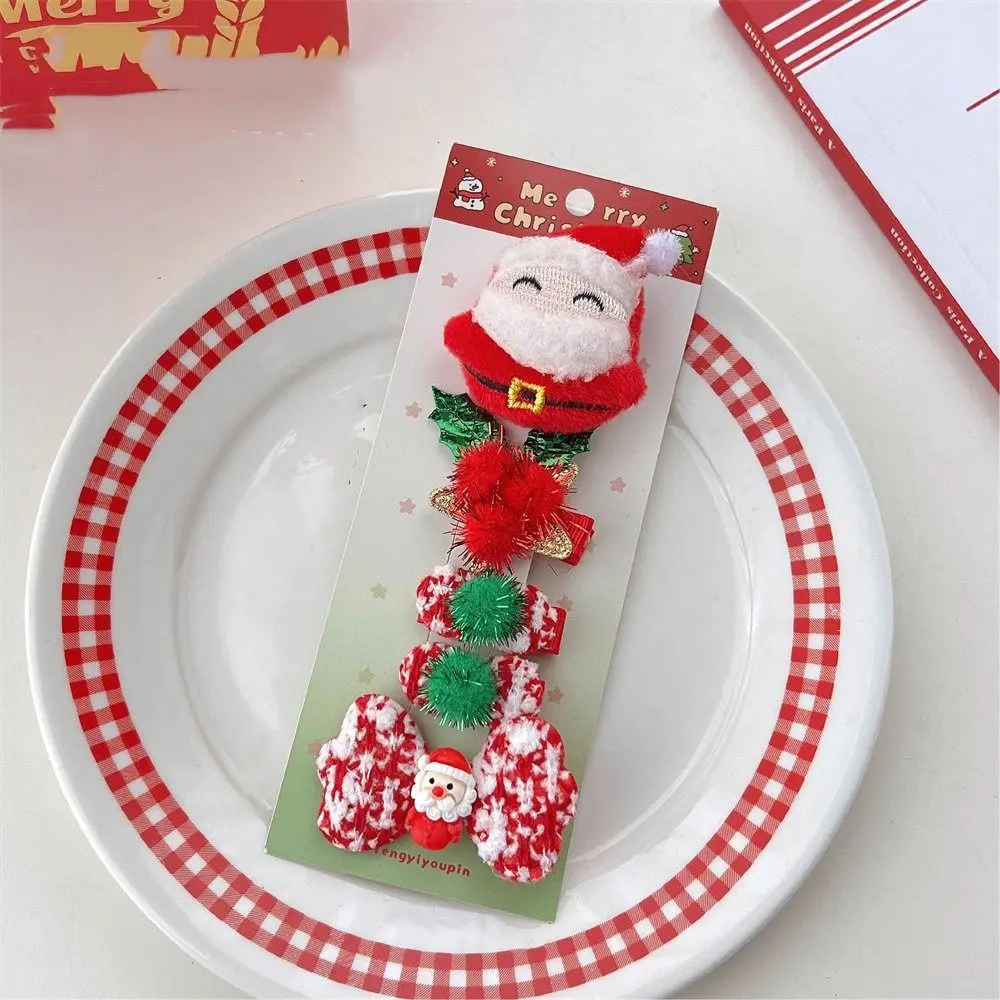 

Merry Christmas Decor Christmas Hairpin Set Deer Horn Star Children Antler Hair Clip Plush Duckbill Clip Santa Claus