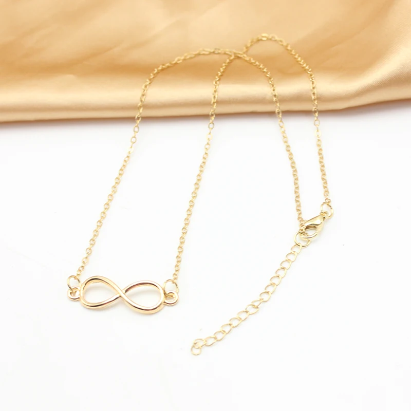 Trend Infinite Number 8 Neck Chain Choker Pendant Necklace For Women Simple Gold Color Aesthetic Accessories Jewelry