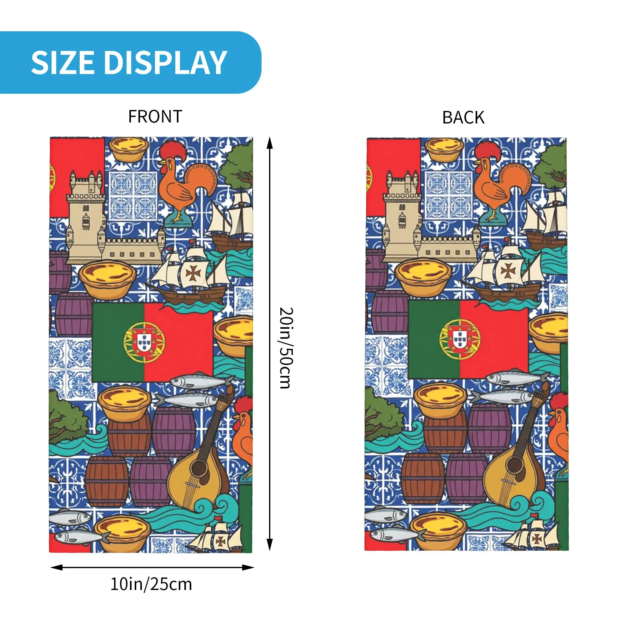 Portugal Flag Heritage National Pride Collage Bandana Neck Gaiter Printed Wrap Scarf Face Mask Outdoor Sports for Men Women