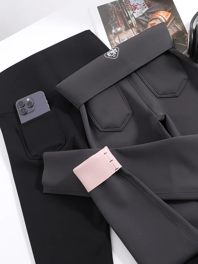 

Thiened Fce Yoga Pants High Waist Autumn Winter Sle Women's Outerwear ark Pants Warm Base Layer Tummy Control Buttoc...