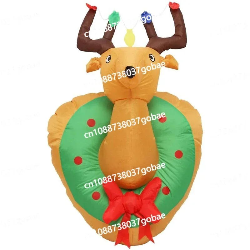 1.2M Christmas Elk Head Inflatable Mold Christmas Cartoon Moose Head Home Yard Decoration Gift LED Lighted Xmas Party Toys