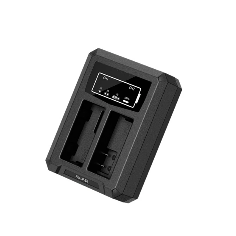 LP-E8 Battery Charger Dual Slot with USB Type C Port for 600D 700D 650D Lithium- Battery [IANC-]