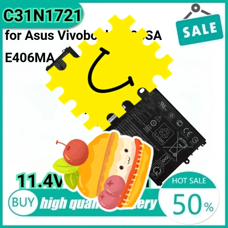 

New C31N1721 11.4V 56Wh 4840mAh Laptop Battery for Asus Vivobook E406SA E406MA L406MA L406SA 3ICP4/59/134 E406MA-0073GN5000.