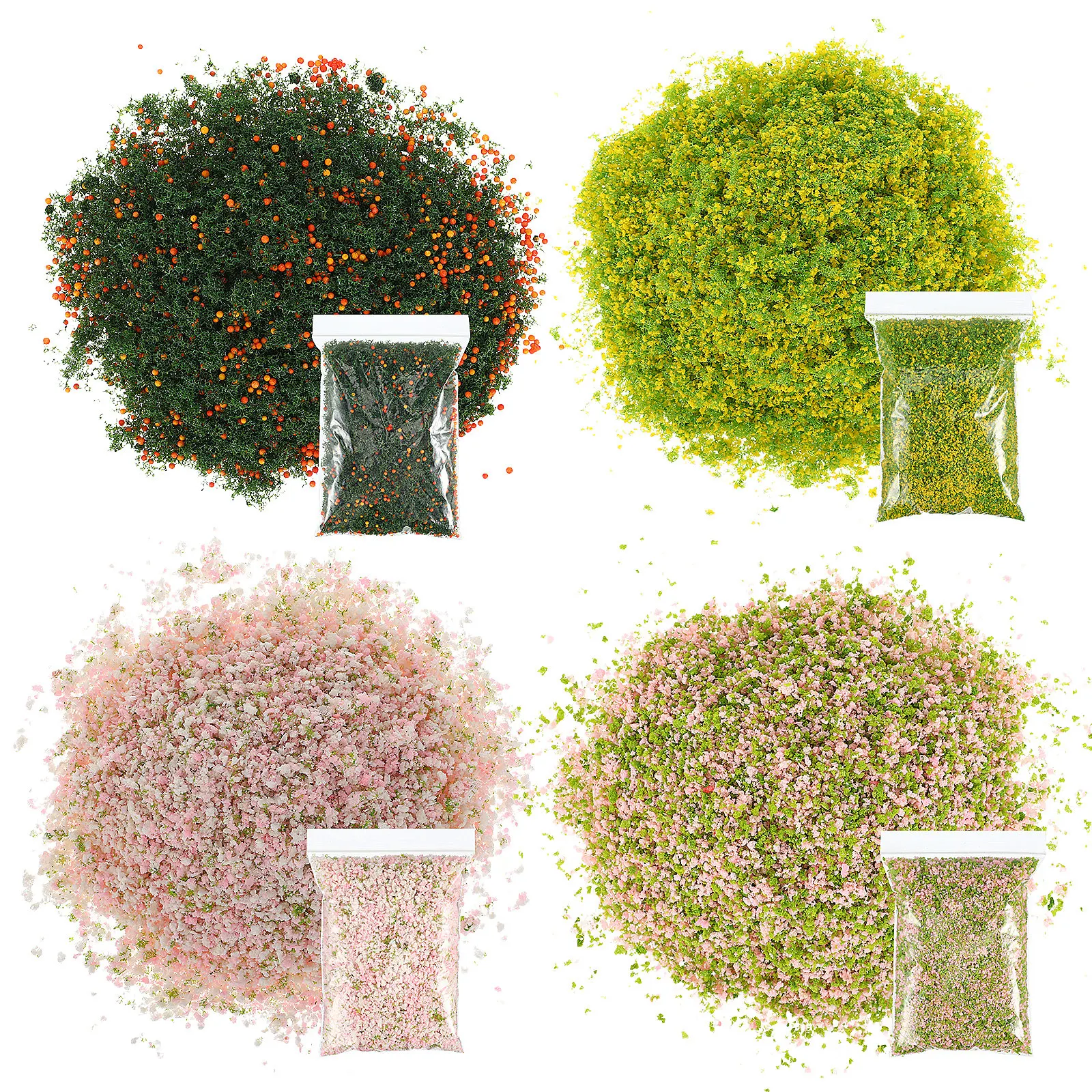 

4Packs Artificial Foliage Scatter Kit Lifelike Tree Powder Ground Cover for Sand Table Modeling Miniature Landscapes Diorama