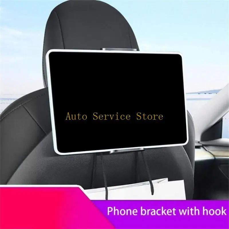 

462A Back Phone Holder with 2 Hooks Compatible For Car 3/Y 360 Degree Rotate Stand Support Tablet Interior Accessories